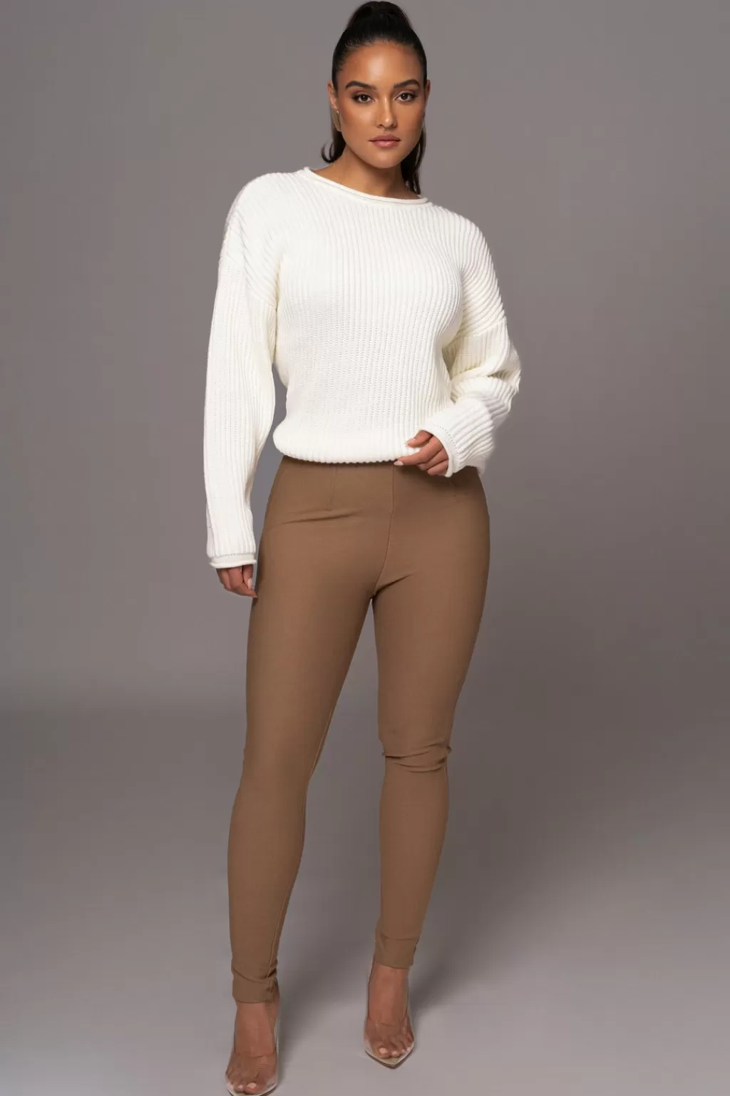 Long Sleeves*JLUXLABEL Ivory Shay Ribbed Long Sleeve Top