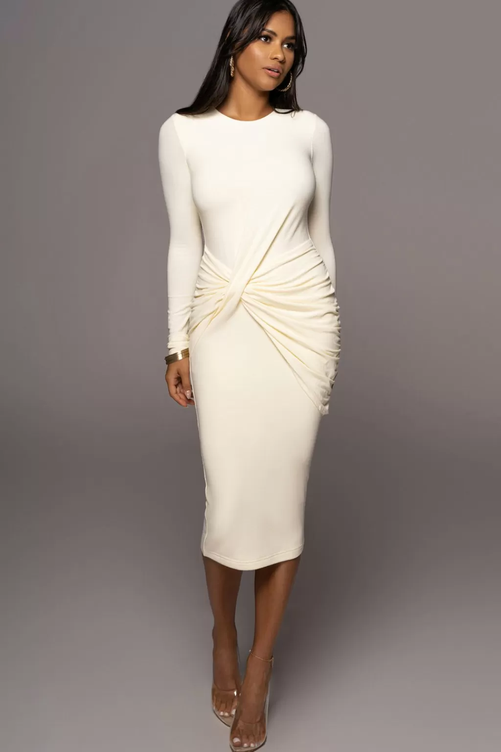 Long Sleeve Dresses*JLUXLABEL Jluxbasix Buttercream Modern Lovers Midi Dress