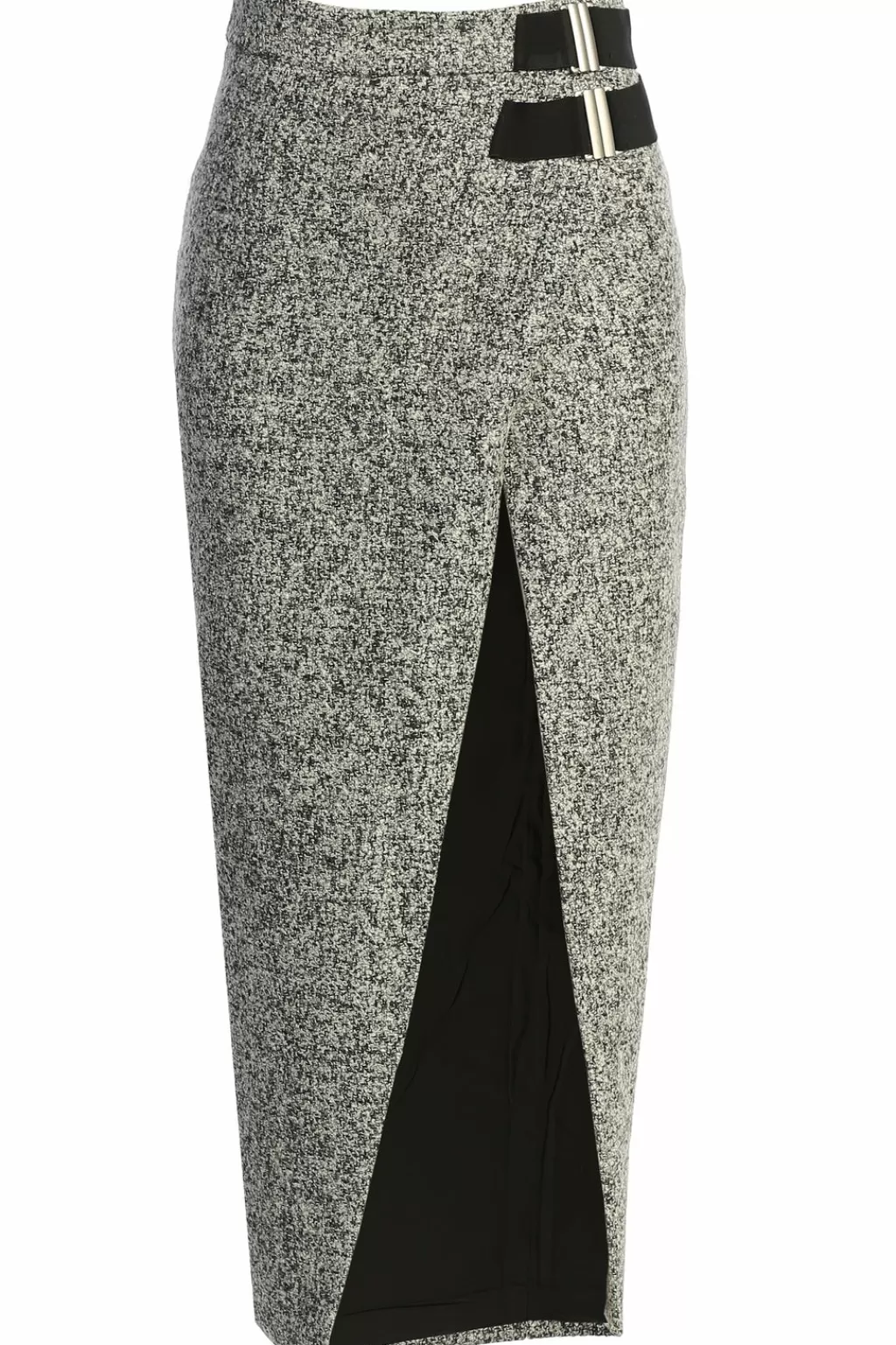 Bottoms*JLUXLABEL Lt. Grey Gisele Tweed Slit Skirt