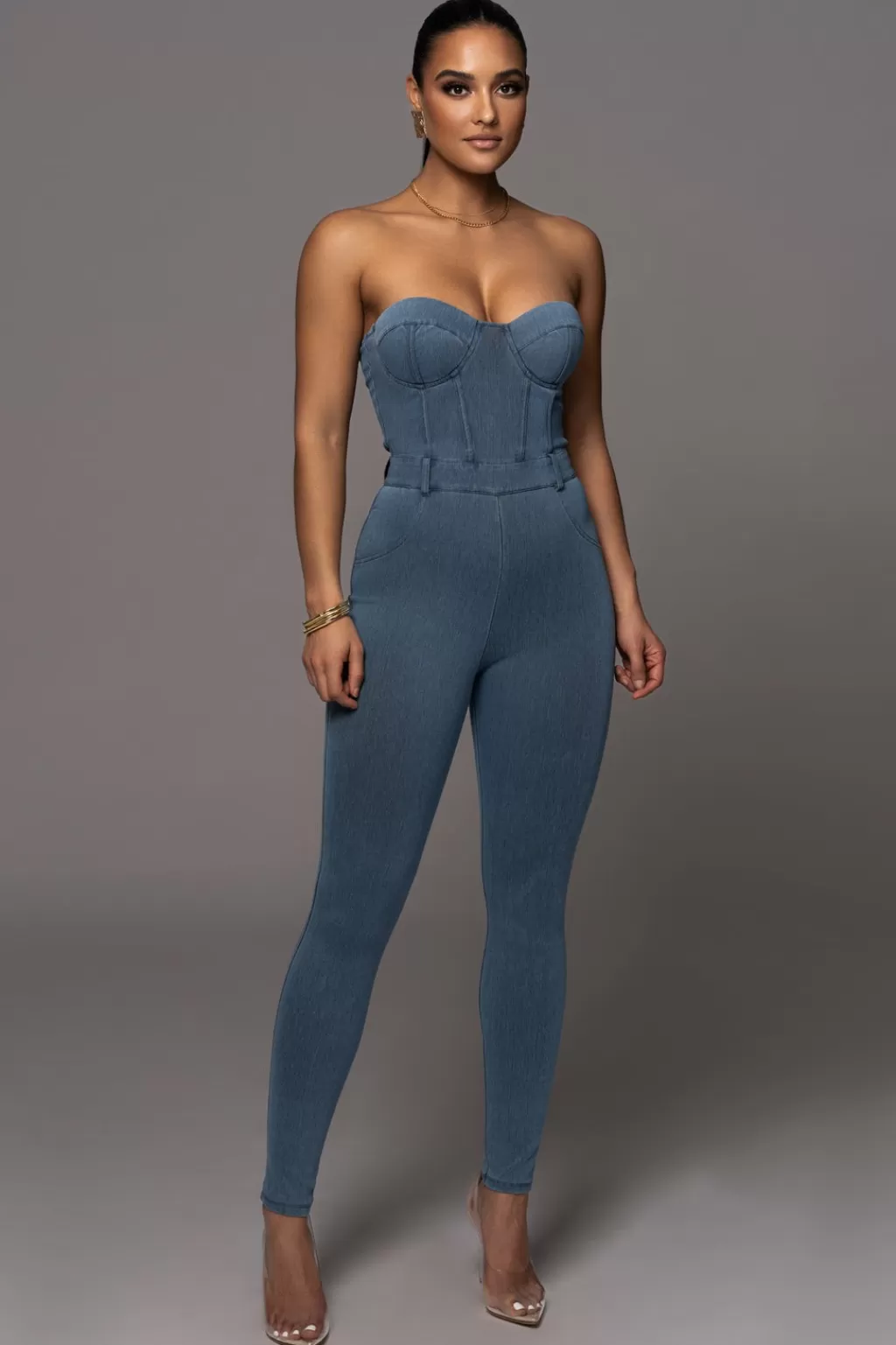 Curve Jumpsuits*JLUXLABEL Nat & Liv X Denim Diya Bustier Jumpsuit