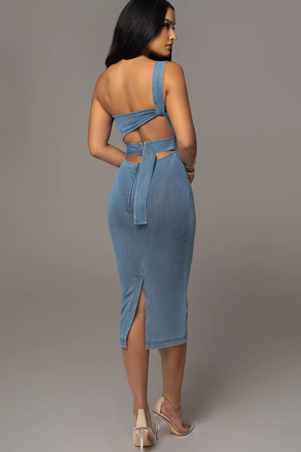 Curve Dresses*JLUXLABEL Nat & Liv X Denim Raleigh Belted Midi Dress