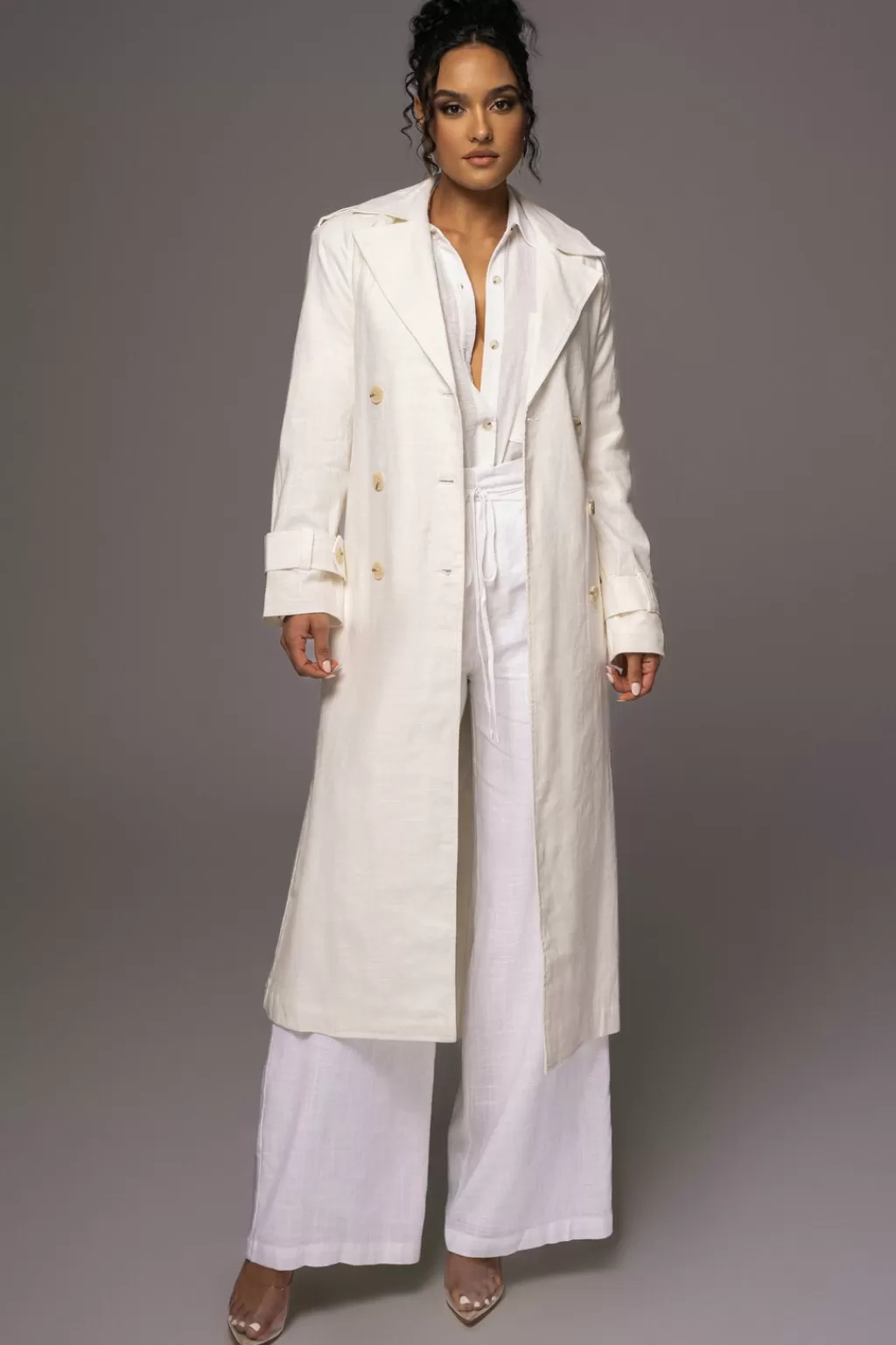 Coats*JLUXLABEL Off White One Step Closer Linen Coat