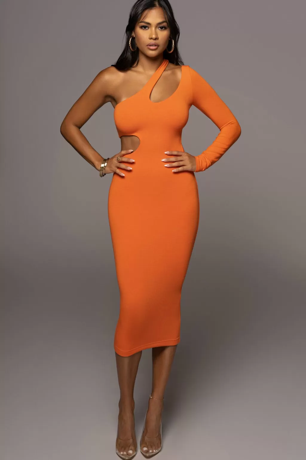 Dresses*JLUXLABEL Orange By My Side Cutout Dress