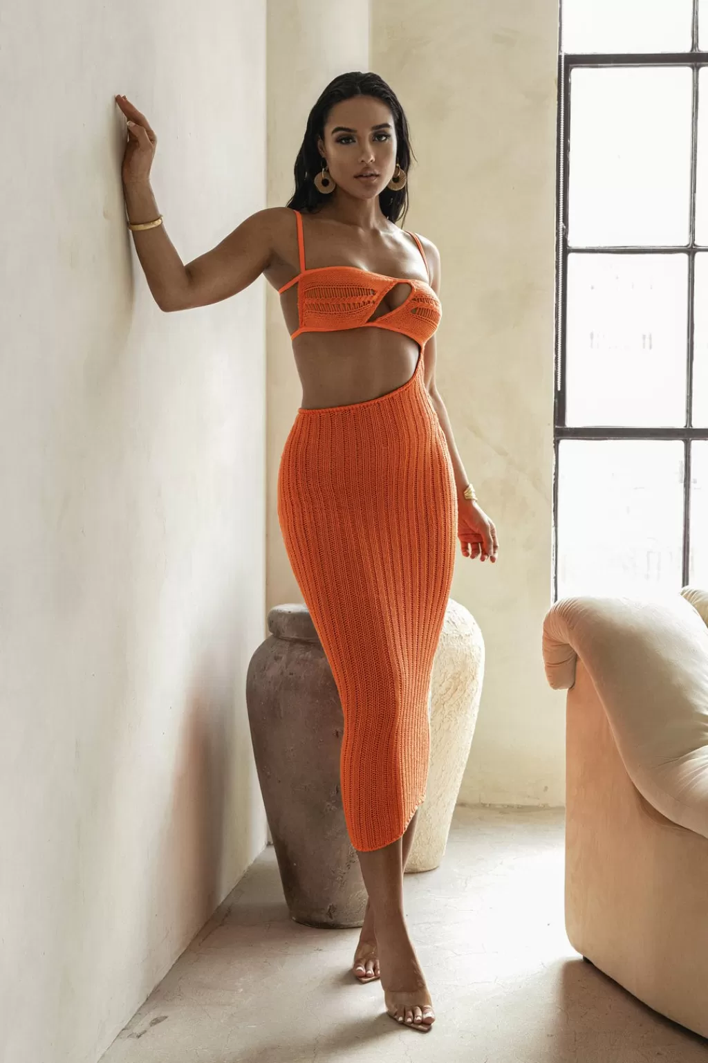 Curve Dresses*JLUXLABEL Orange Coastal Escape Dress