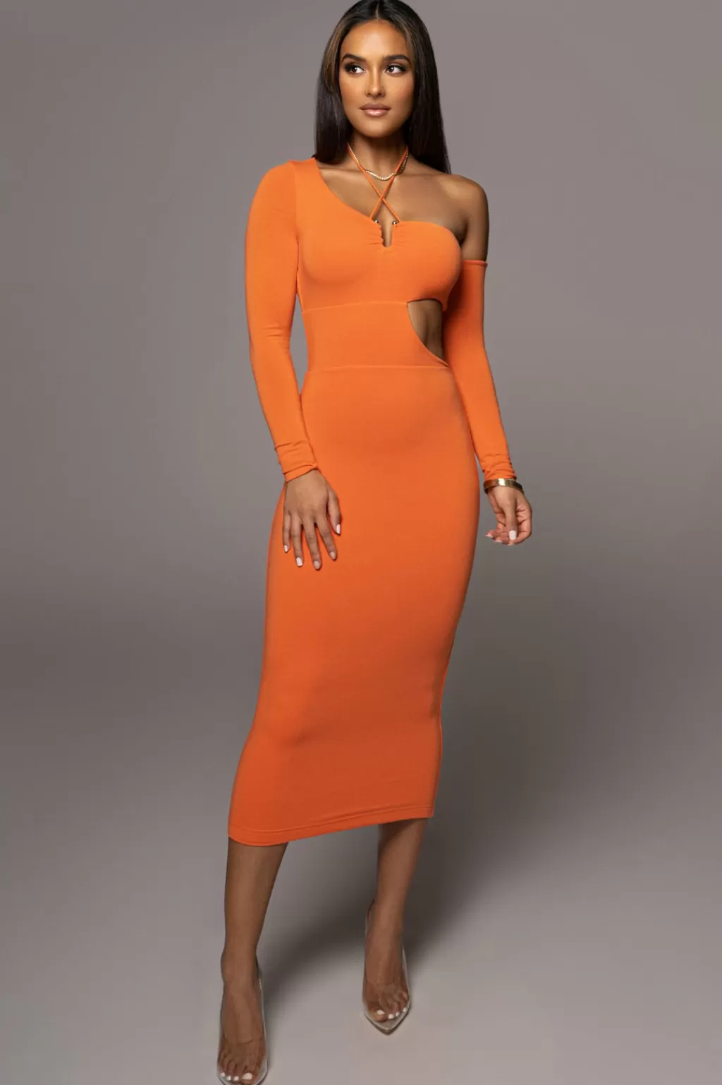 Dresses*JLUXLABEL Orange Headlines Midi Dress