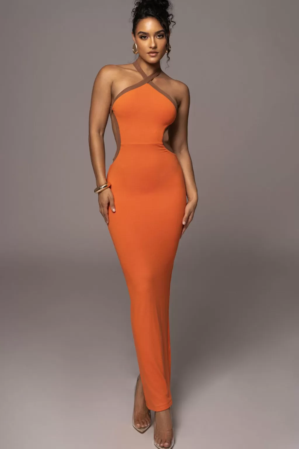 Curve Dresses*JLUXLABEL Orange Nights In Milan Maxi Dress