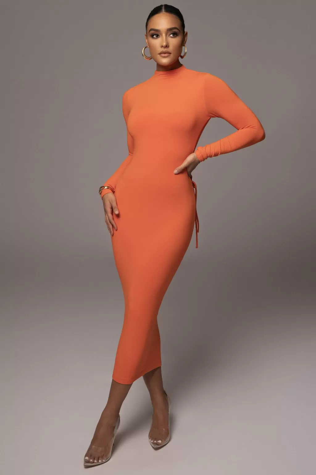 Dresses*JLUXLABEL Orange Shaye Mock Neck Dress