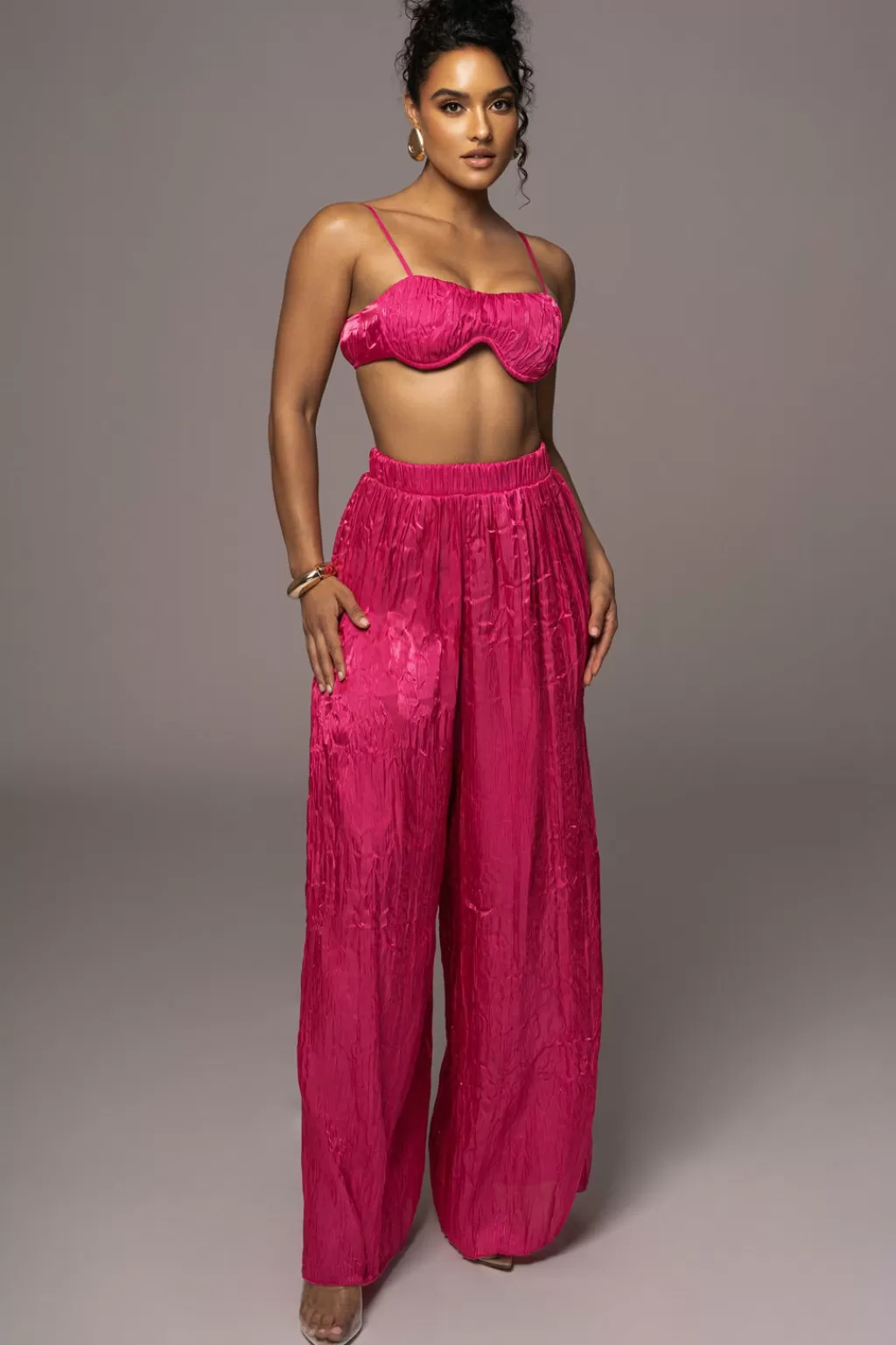 Pants Sets*JLUXLABEL Pink Let'S Get Away Satin Pant Set