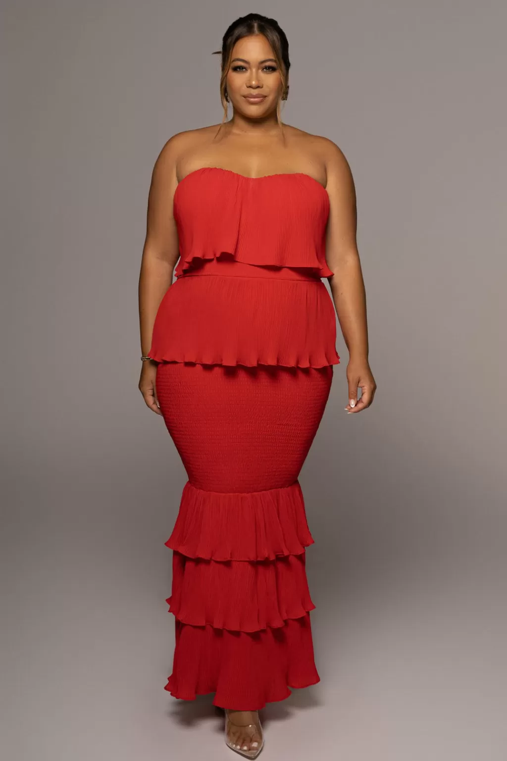 Curve Dresses*JLUXLABEL Red Casa Blanca Ruffle Dress