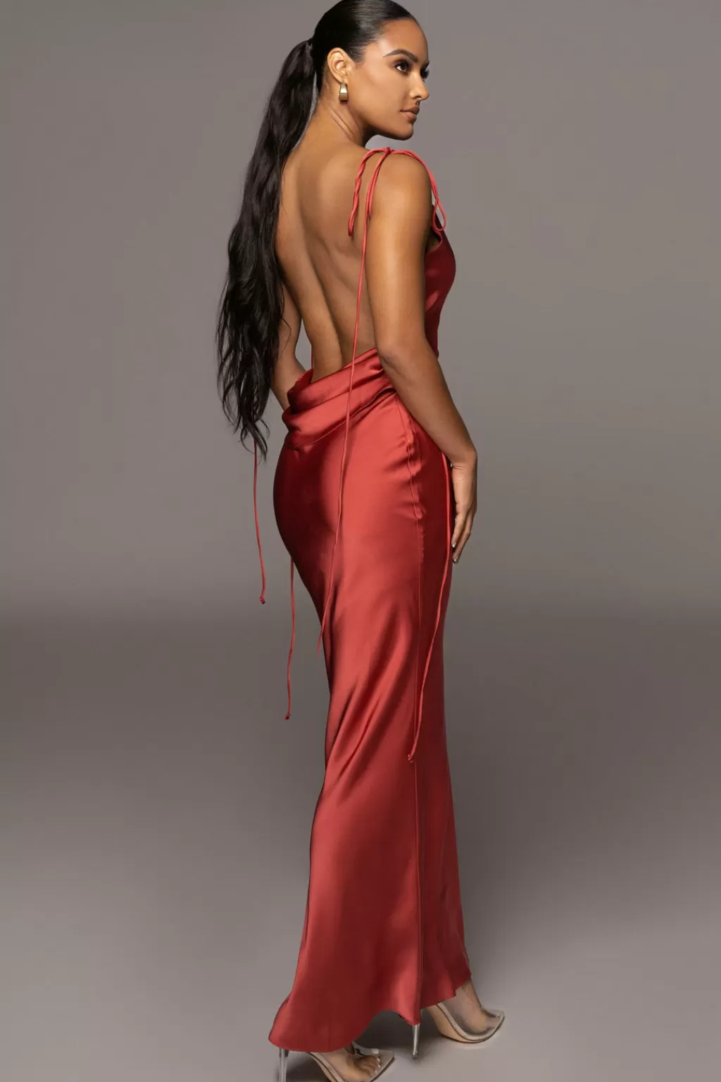 Curve Dresses*JLUXLABEL Red Irresistible Satin Maxi Dress