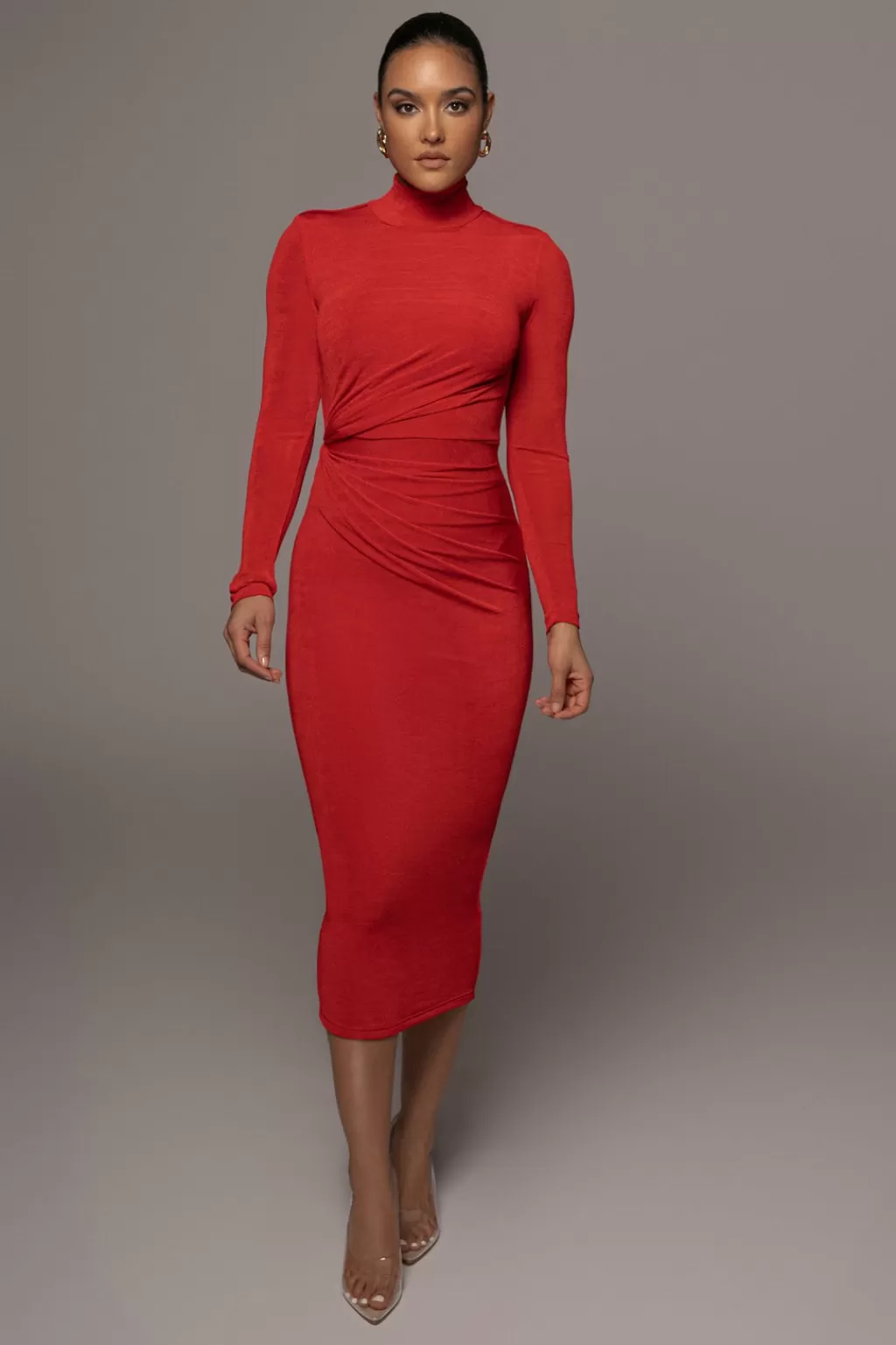 Dresses*JLUXLABEL Red Kara Mock Neck Dress