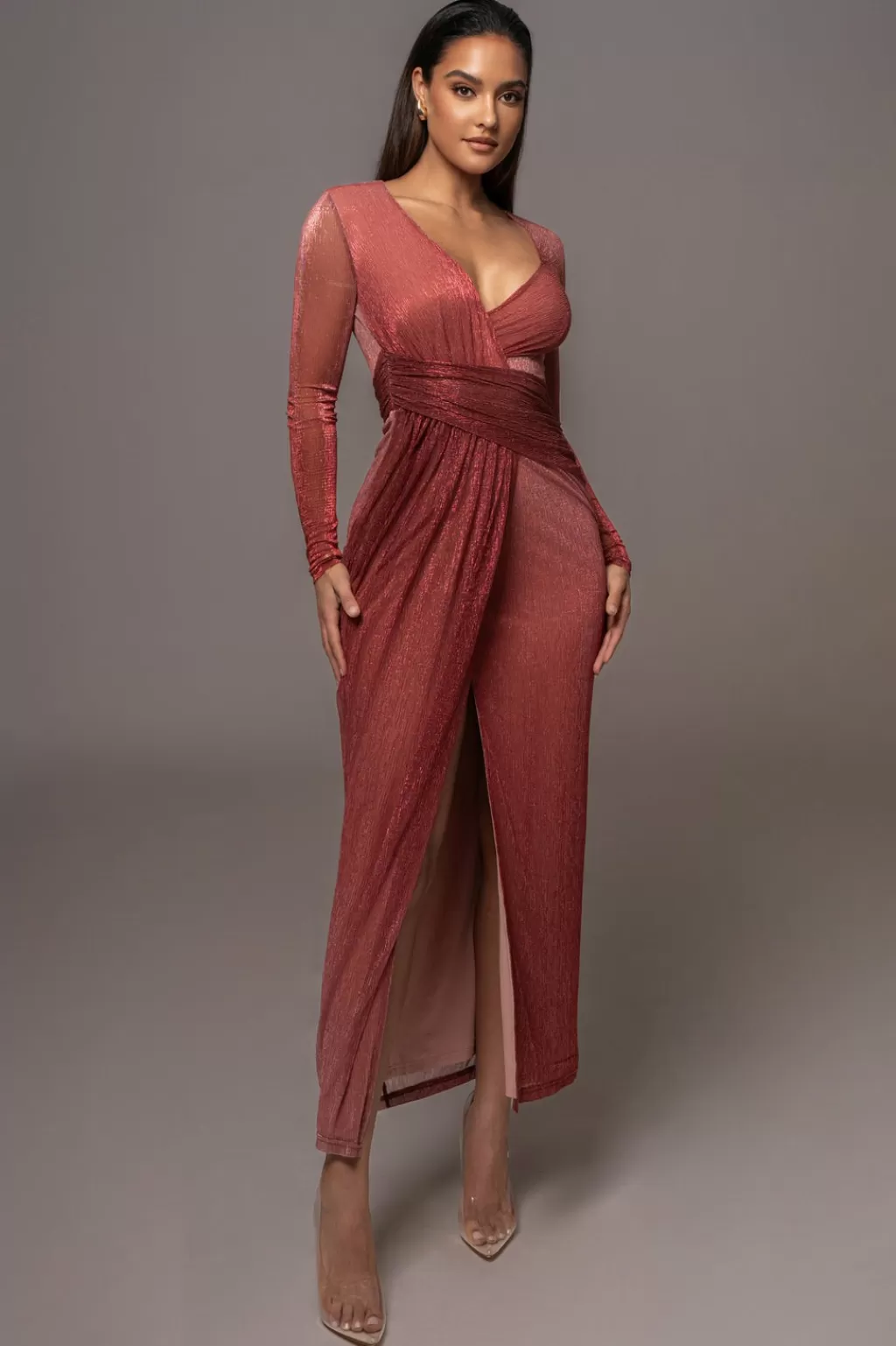 Curve Dresses*JLUXLABEL Red Karissa Plunge Maxi Dress