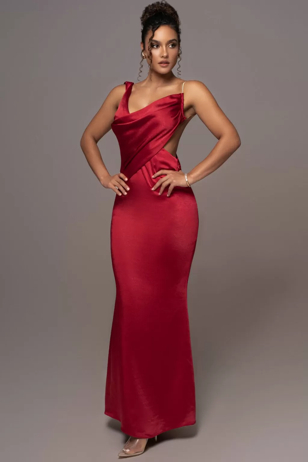 Curve Dresses*JLUXLABEL Red Satin Belle Maxi Dress