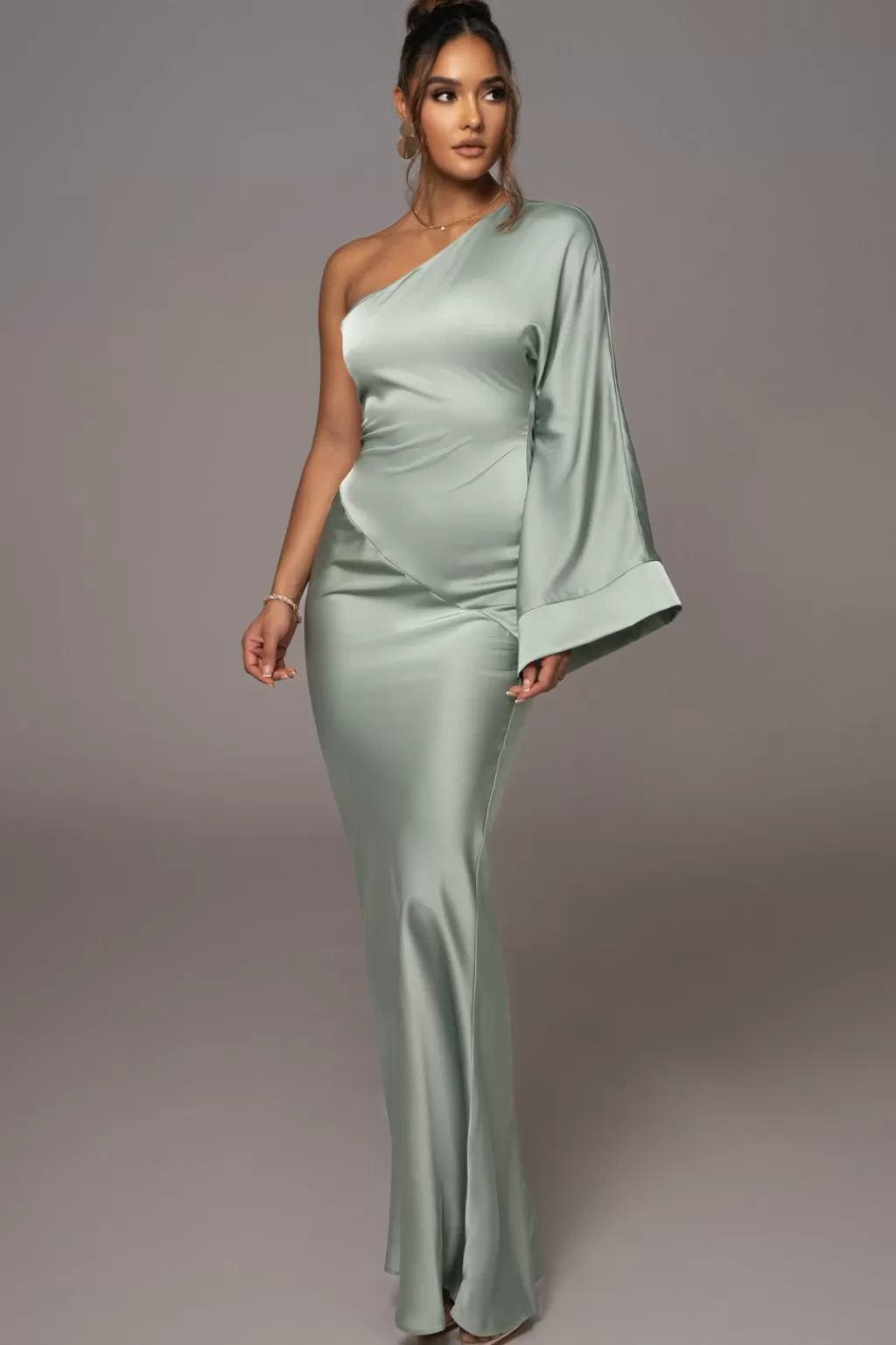 Curve Dresses*JLUXLABEL Sage Femme Drape Maxi Dress