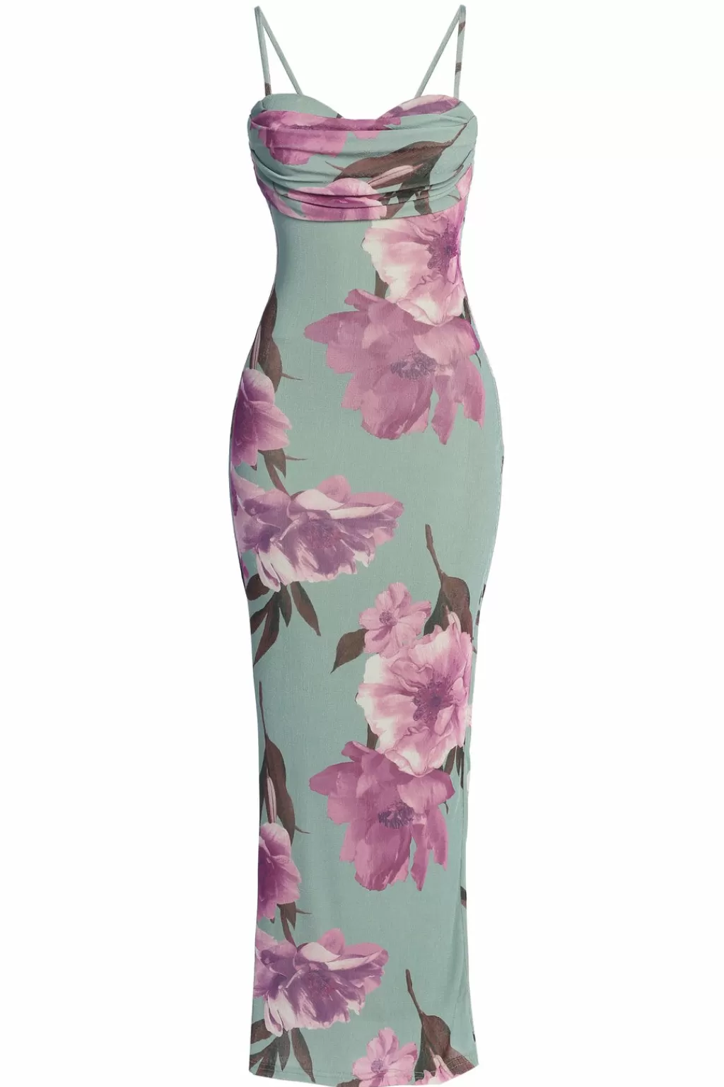 Nature'S Runway*JLUXLABEL Sage Floral Slinky Visions Of You Maxi Dress