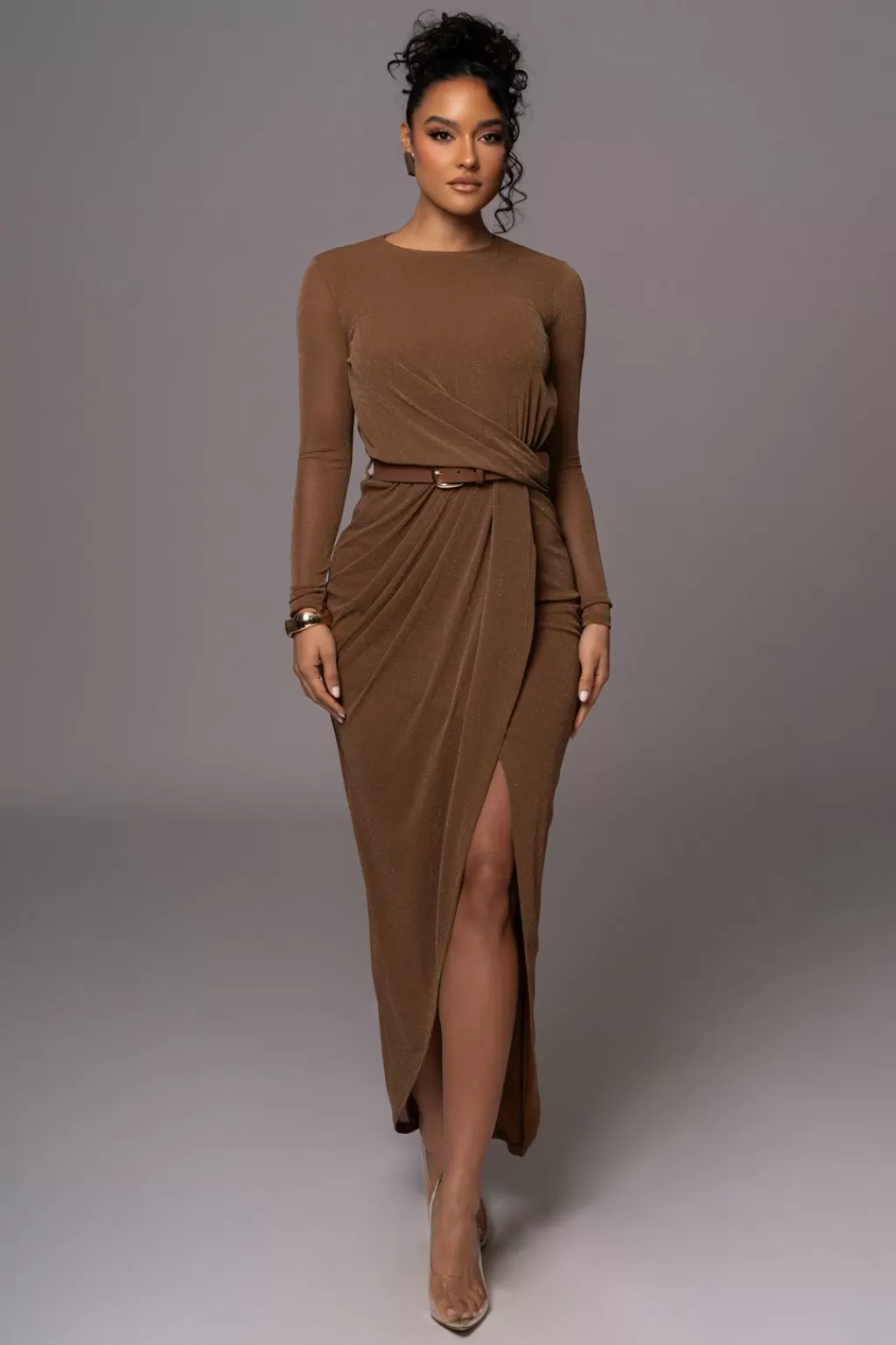 Dresses*JLUXLABEL Tan Araceli Gathered Maxi Dress