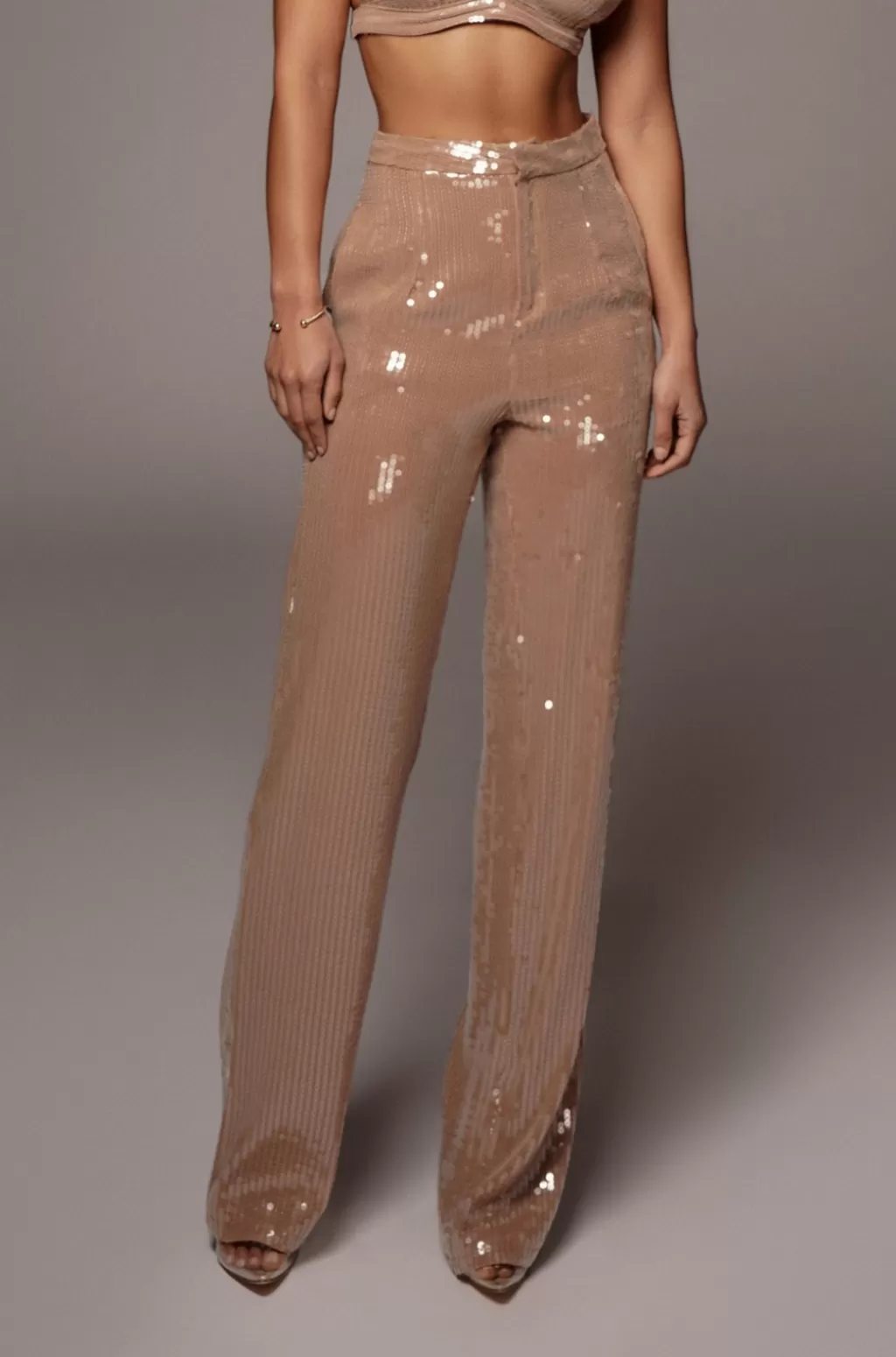 Bottoms*JLUXLABEL Tan Elowen Sequin Trousers