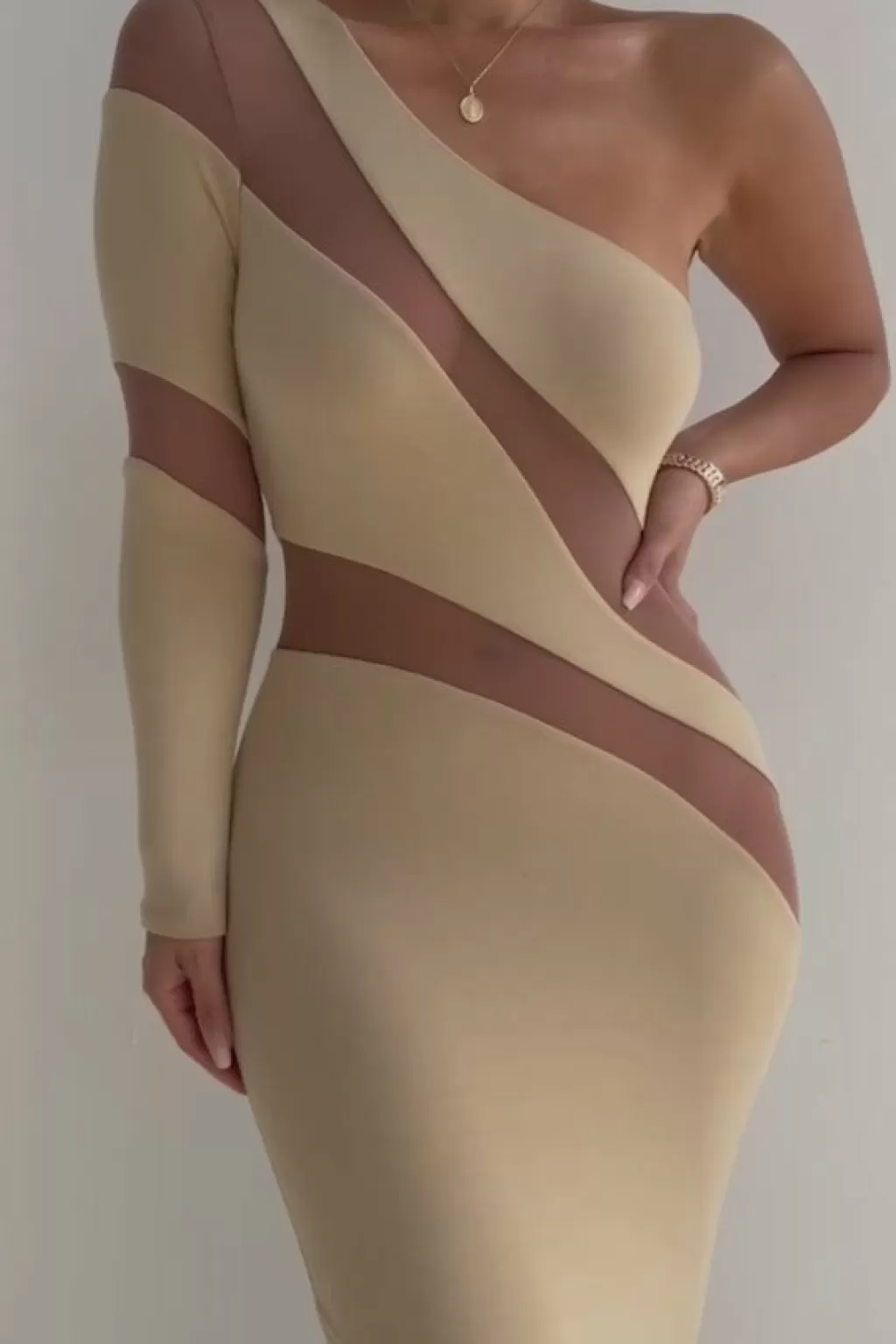 Curve Dresses*JLUXLABEL Tan Eyes For You Midi Dress