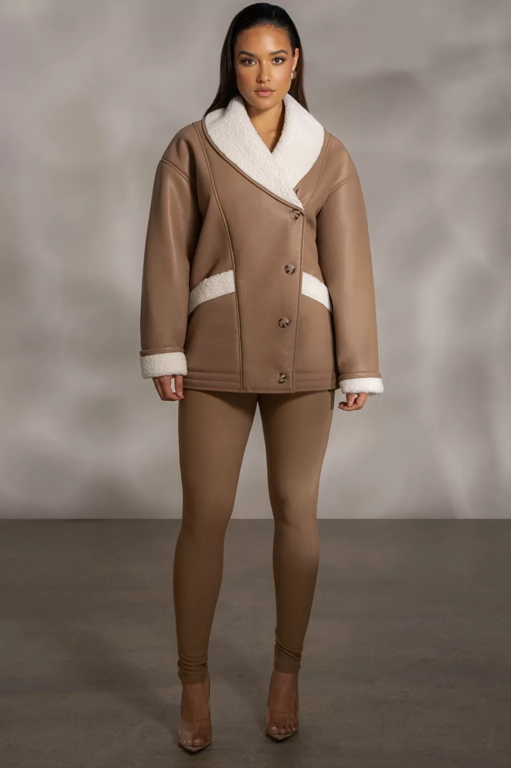 Coats*JLUXLABEL Tan Presley Faux Leather Coat