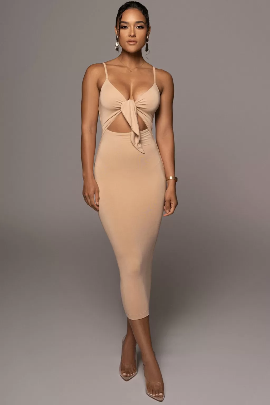 Dresses*JLUXLABEL Tan Soulmate Cut Out Dress