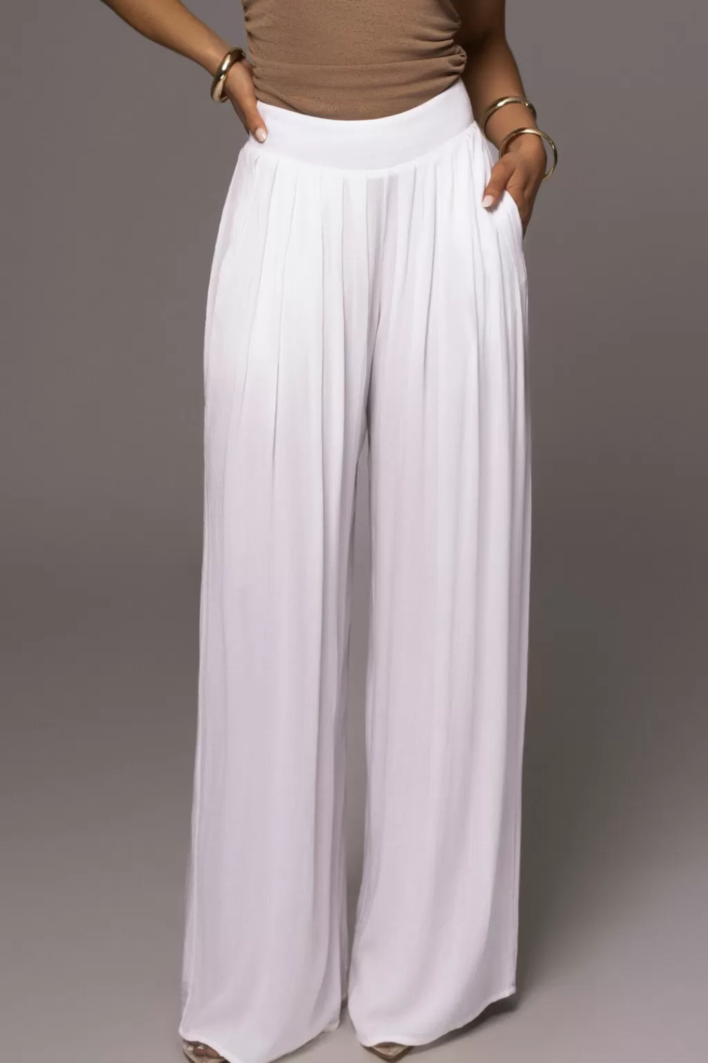 Pants*JLUXLABEL White After Sunset Pleated Pants