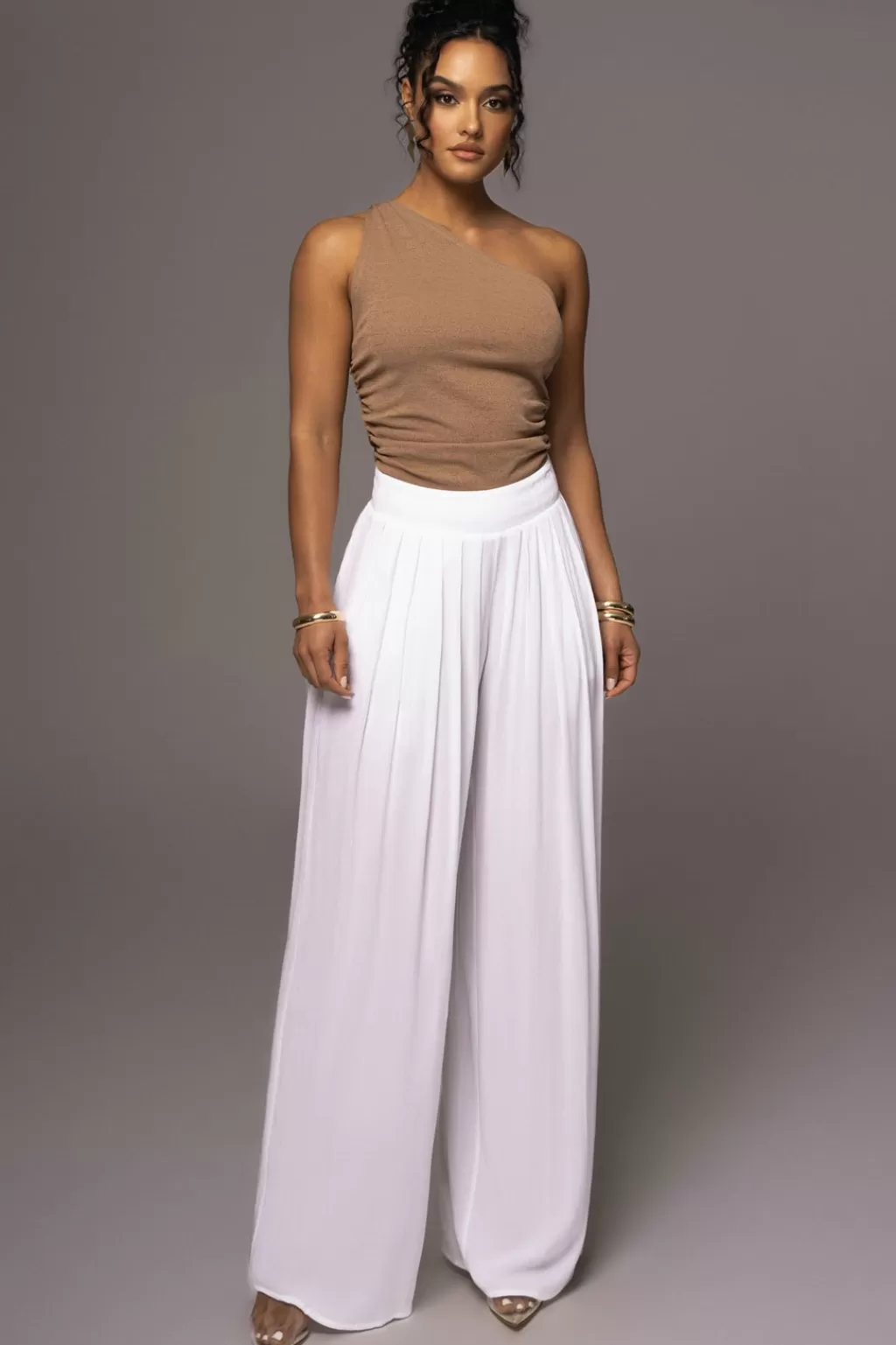 Pants*JLUXLABEL White After Sunset Pleated Pants