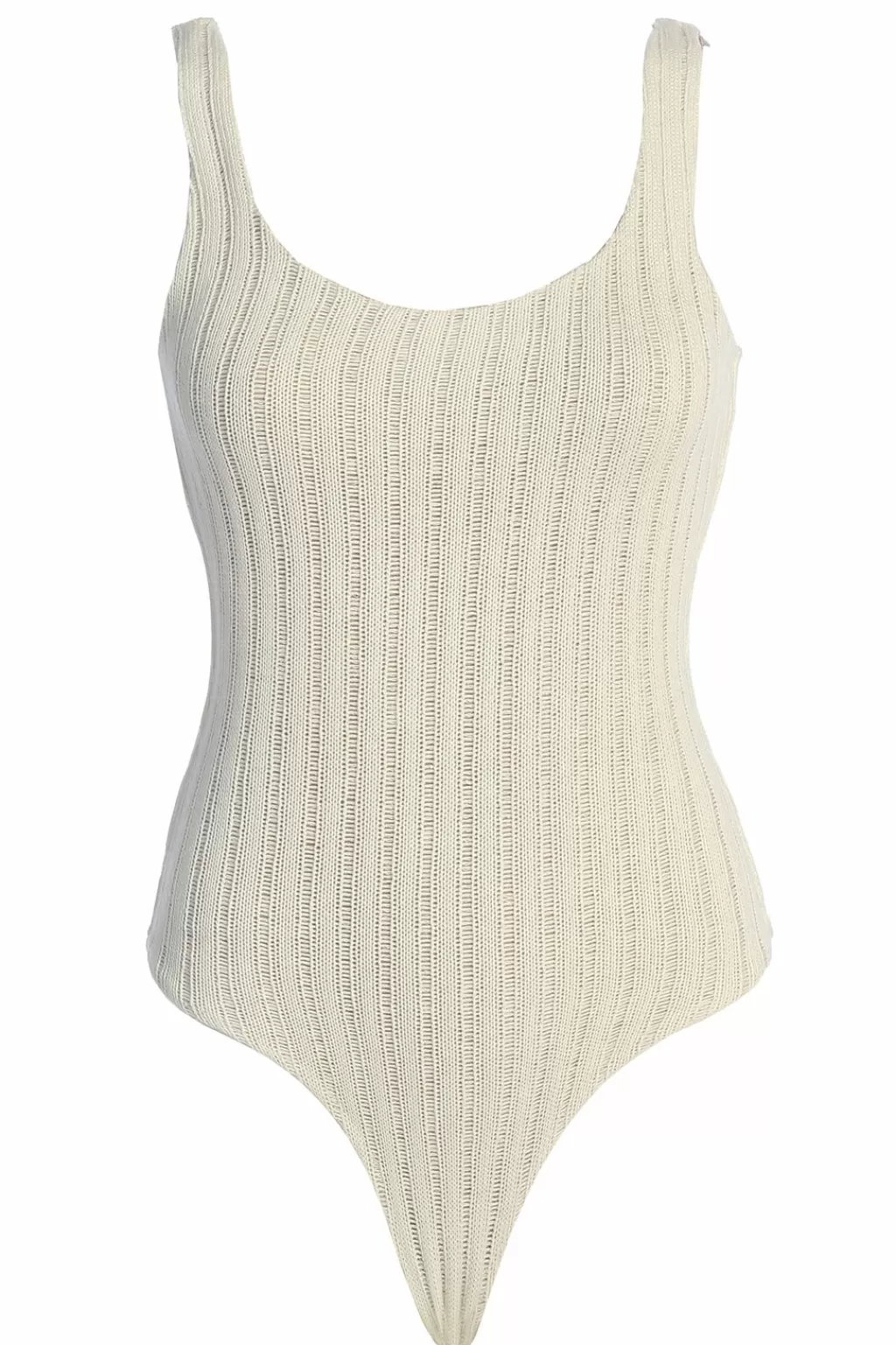 Bodysuits*JLUXLABEL White Luz Rib Knit Bodysuit