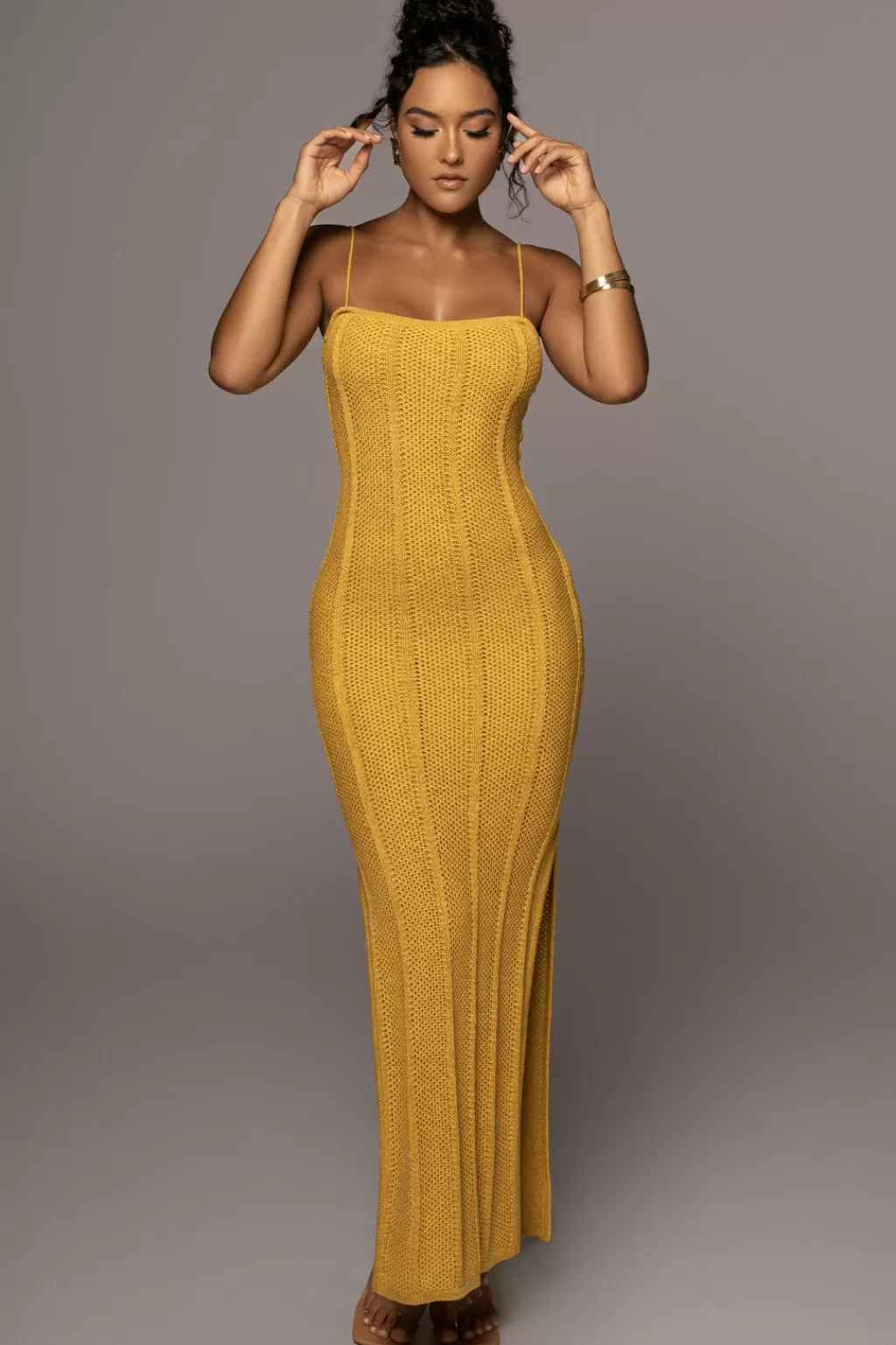 Curve Dresses*JLUXLABEL Yellow Cabana Views Crochet Dress