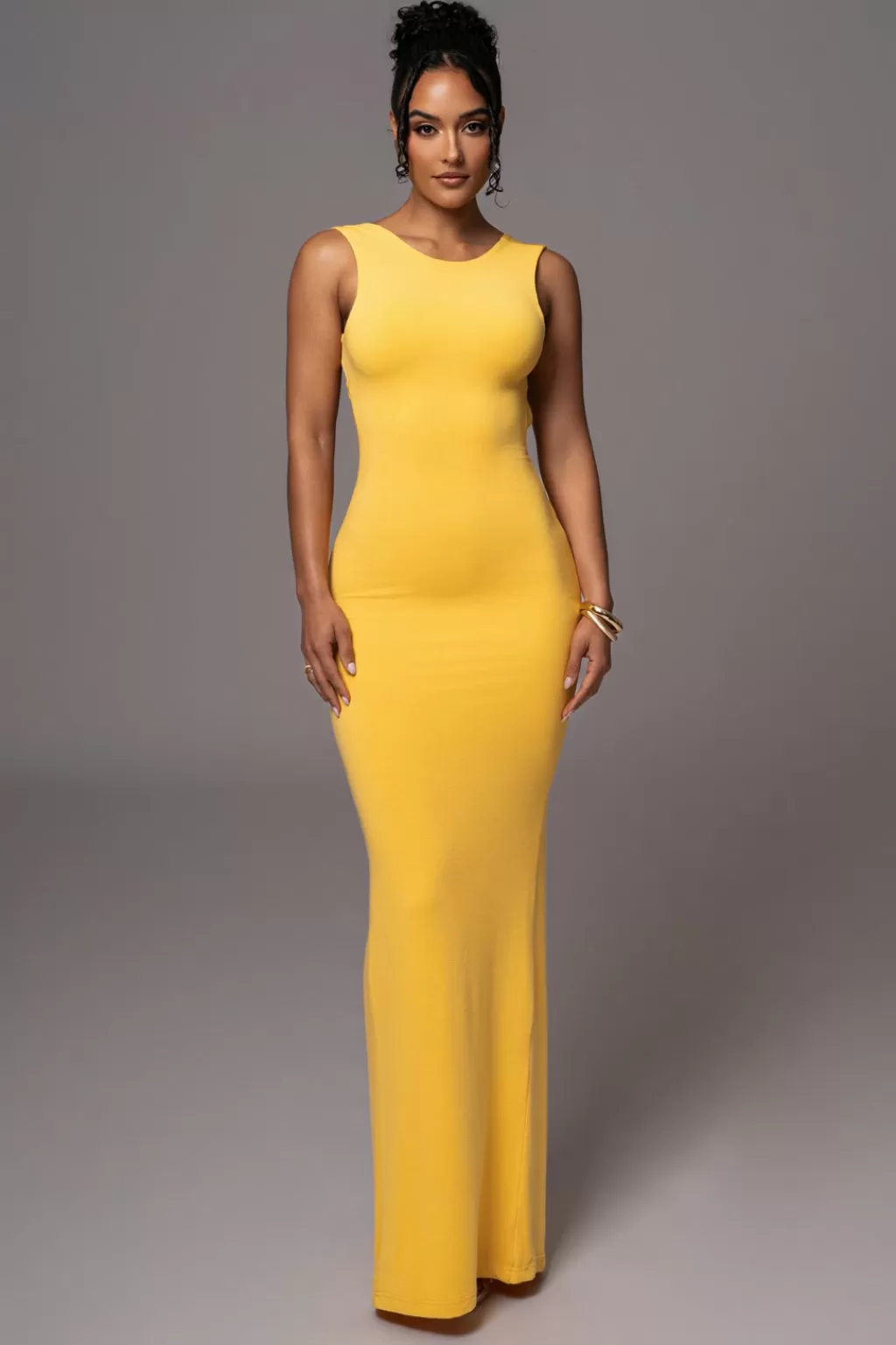 Curve Dresses*JLUXLABEL Yellow Jluxbasix Front And Center Maxi Dress