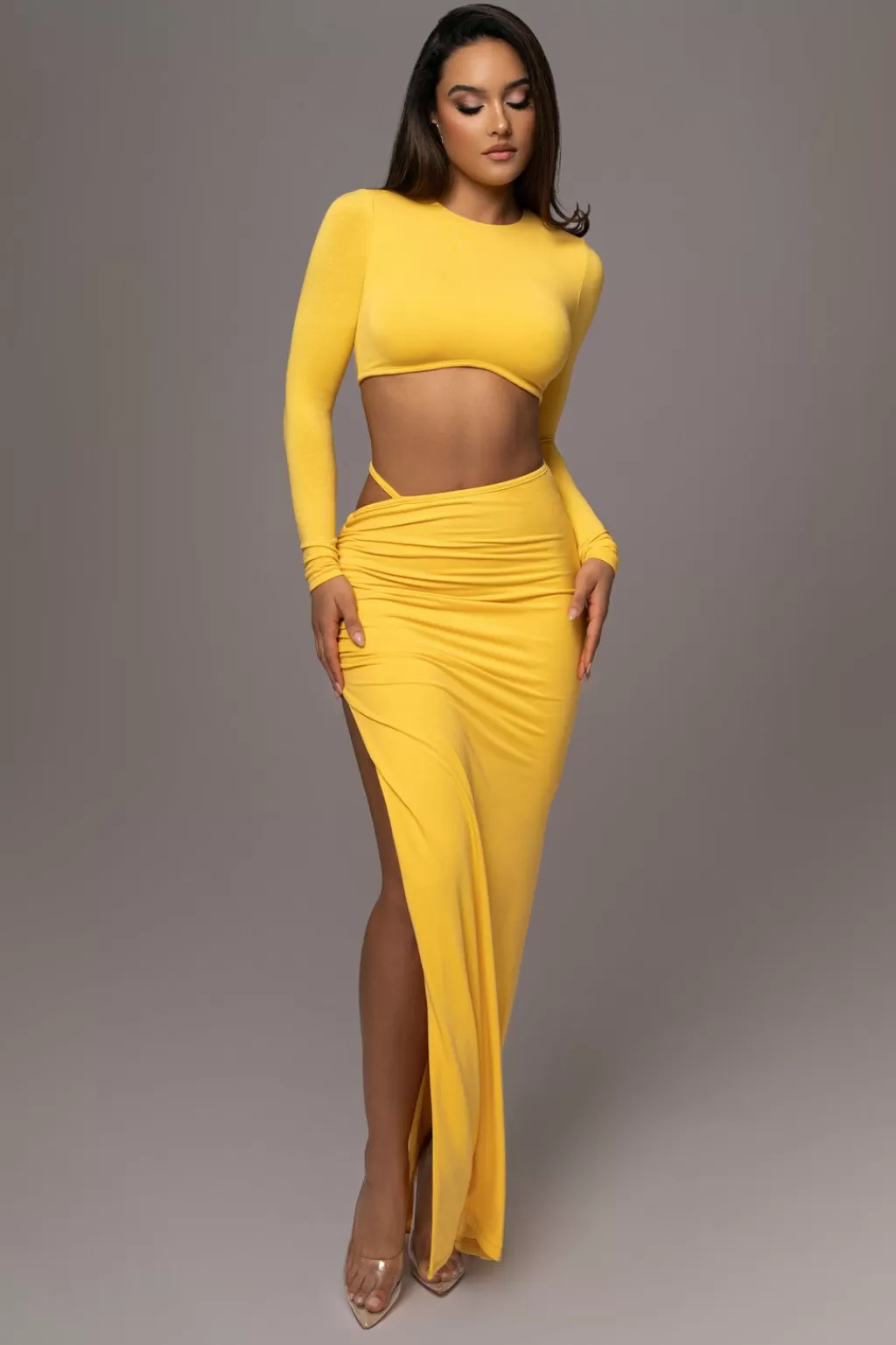 Spring*JLUXLABEL Yellow Verina Two Piece Skirt Set